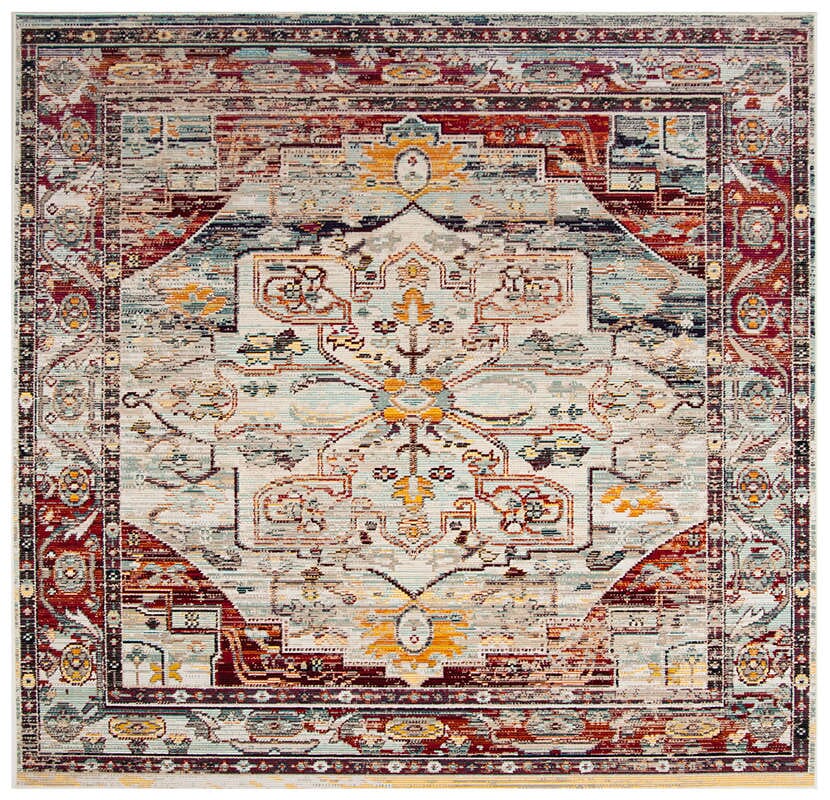 Safavieh Crystal Crs503C Light Blue / Red Rugs - Safavieh - crs503c - 7sq