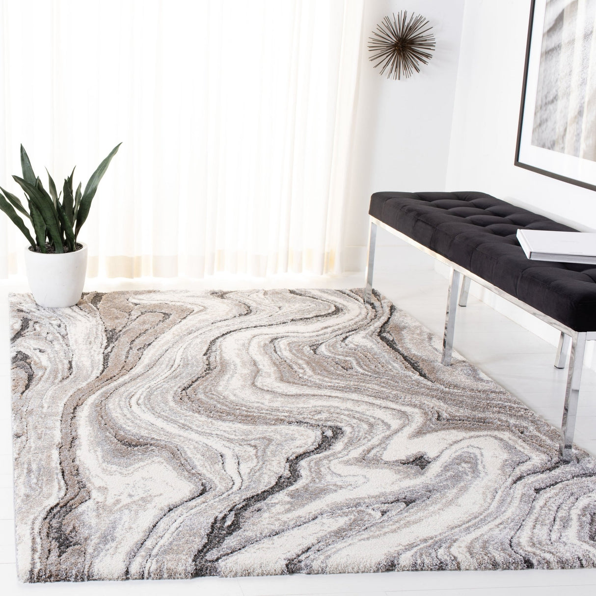 Safavieh Cyrus Shag Cyr120G Grey/Beige Rug - Safavieh - cyr120g - 4