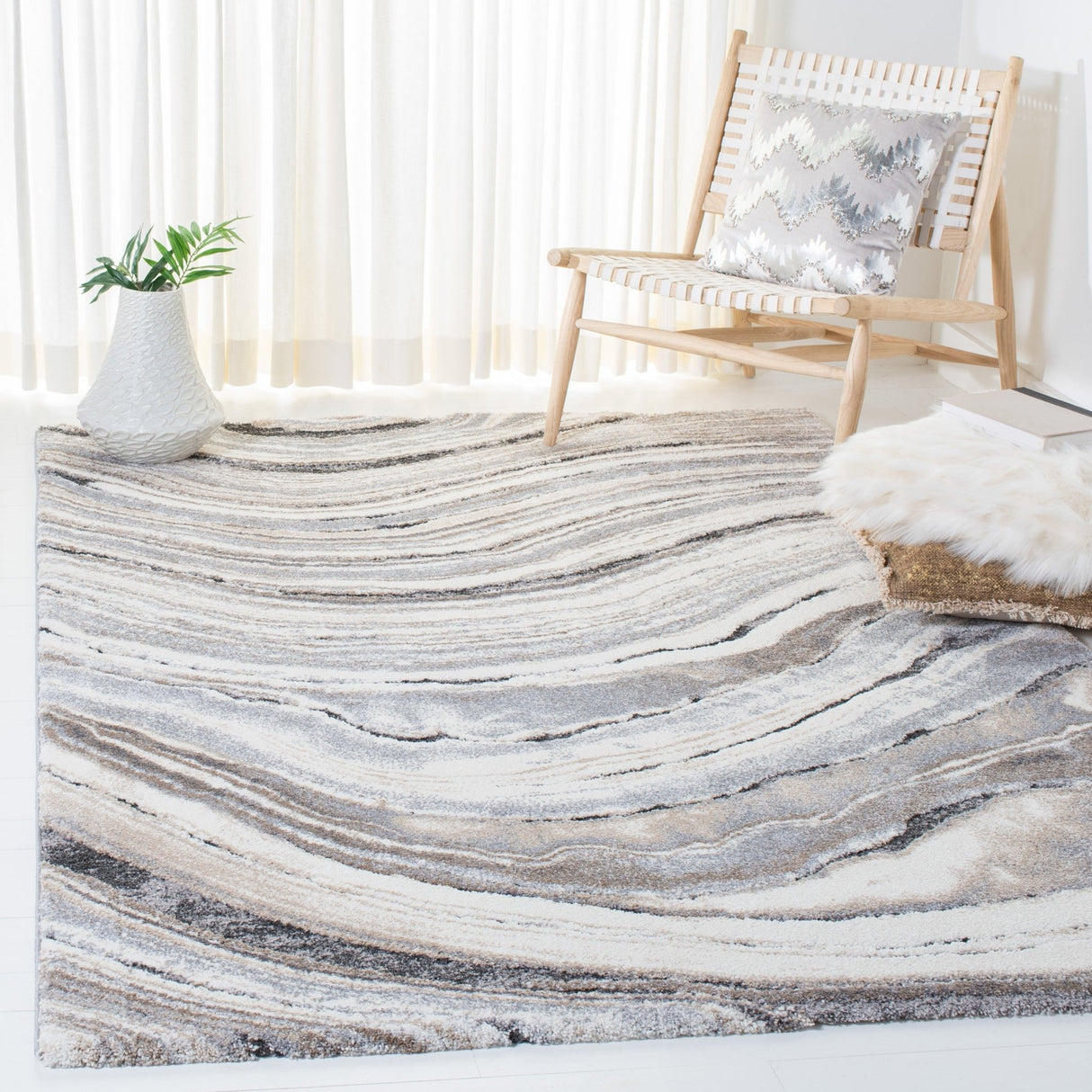 Safavieh Cyrus Shag Cyr124A Ivory/Grey Rug - Safavieh - cyr124a - 4