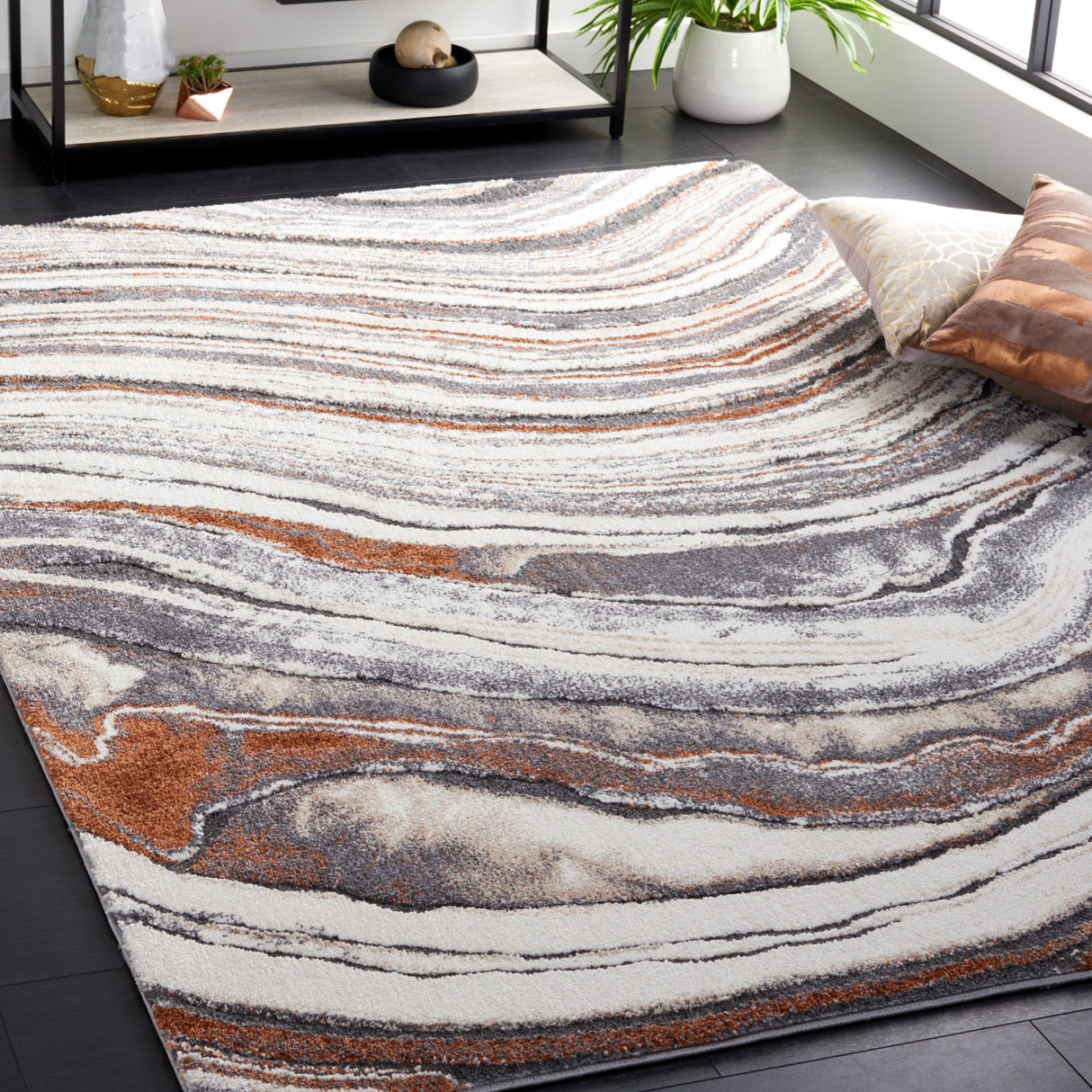 Safavieh Cyrus Shag Cyr134F Grey/Rust Rug - Safavieh - cyr134f - 3