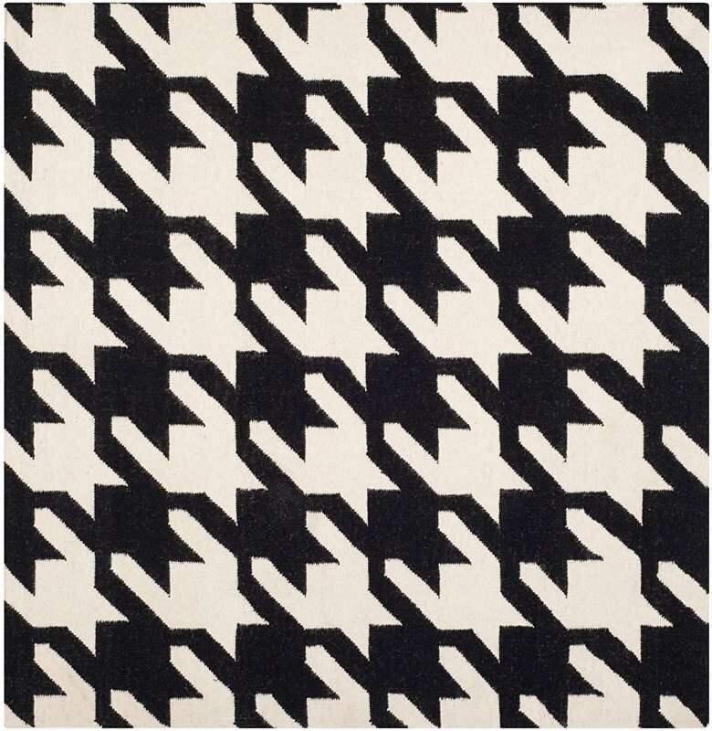 Safavieh Dhurries Dhu570A Black / Ivory Rugs - Safavieh - dhu570a - 6sq