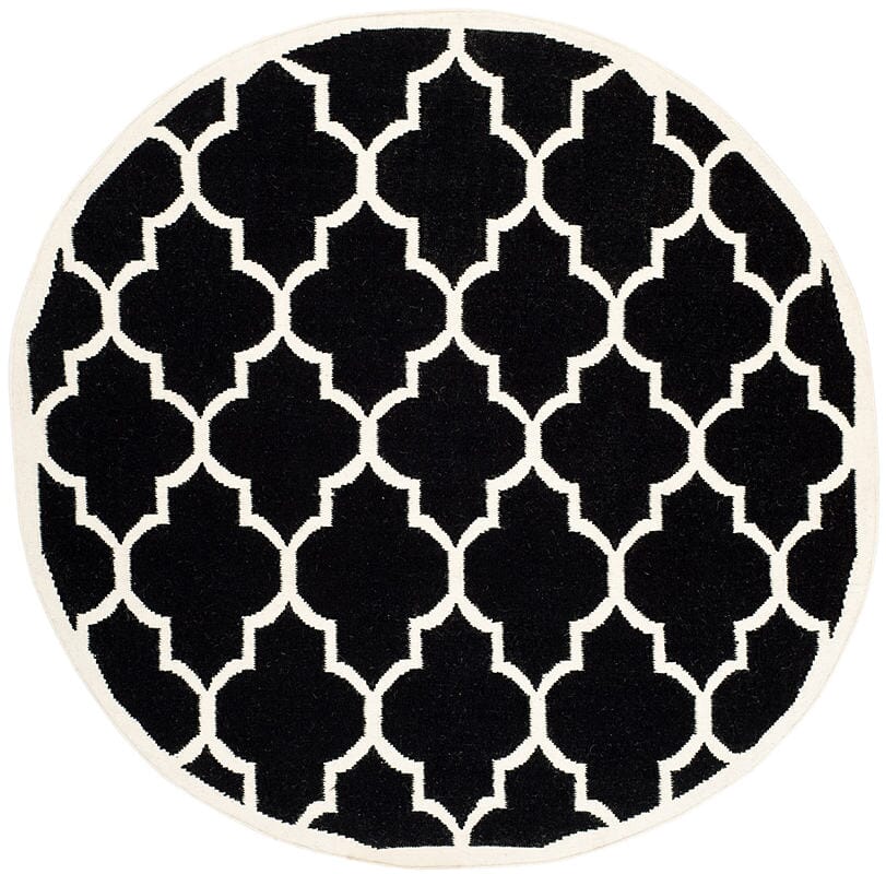 Safavieh Dhurries Dhu632A Black / Ivory Rugs - Safavieh - dhu632a - 6r