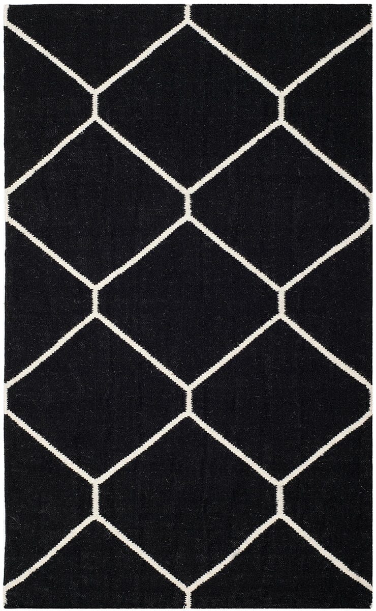 Safavieh Dhurries Dhu635A Black / Ivory Rugs - Safavieh - dhu635a - 6r