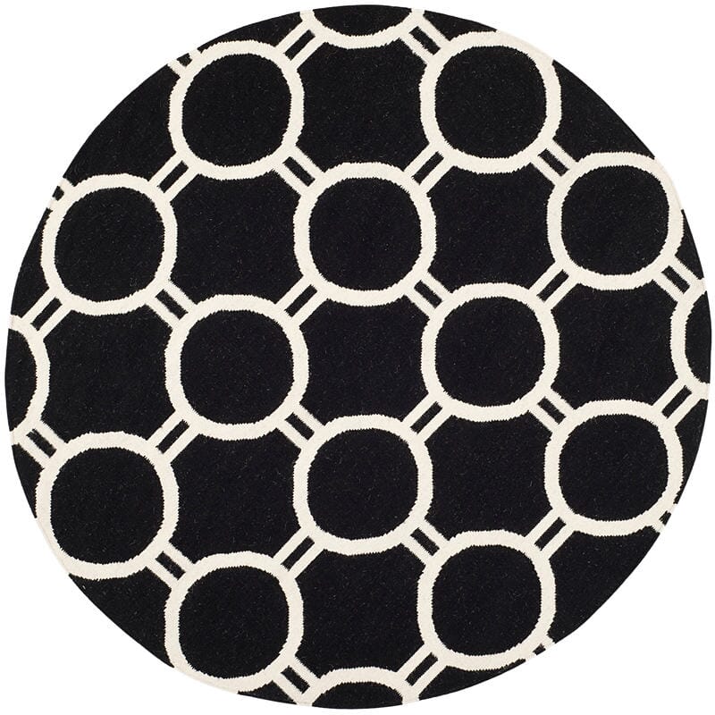 Safavieh Dhurries Dhu636A Black / Ivory Rugs - Safavieh - dhu636a - 6r