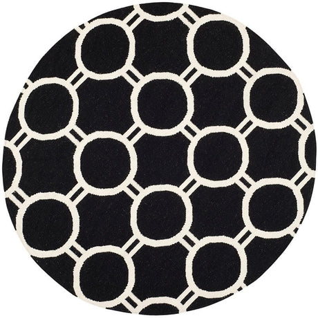 Safavieh Dhurries Dhu636A Black / Ivory Rugs - Safavieh - dhu636a - 6r