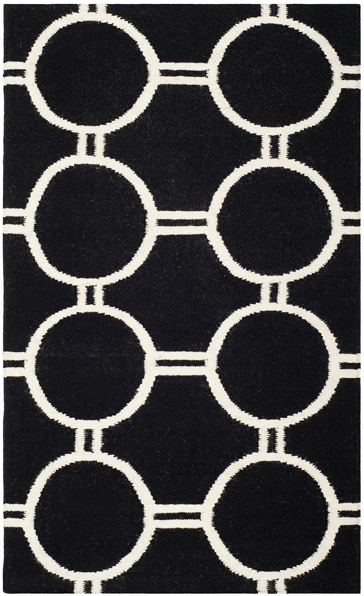 Safavieh Dhurries Dhu636A Black / Ivory Rugs - Safavieh - dhu636a - 6r