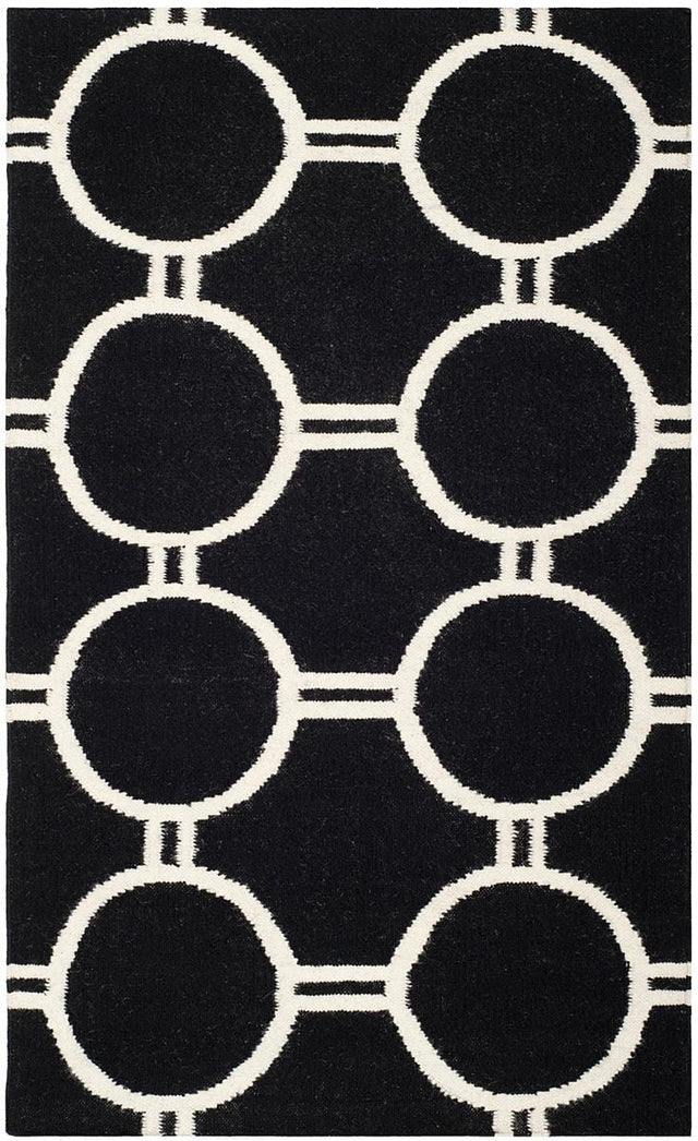 Safavieh Dhurries Dhu636A Black / Ivory Rugs - Safavieh - dhu636a - 6r