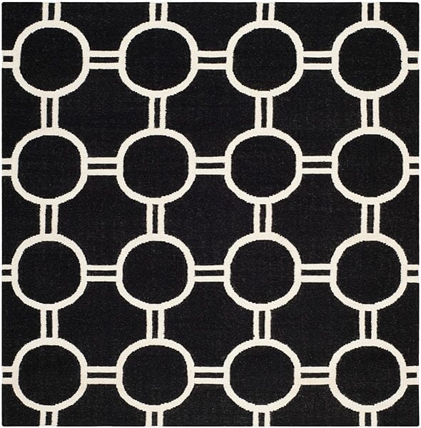 Safavieh Dhurries Dhu636A Black / Ivory Rugs - Safavieh - dhu636a - 6sq