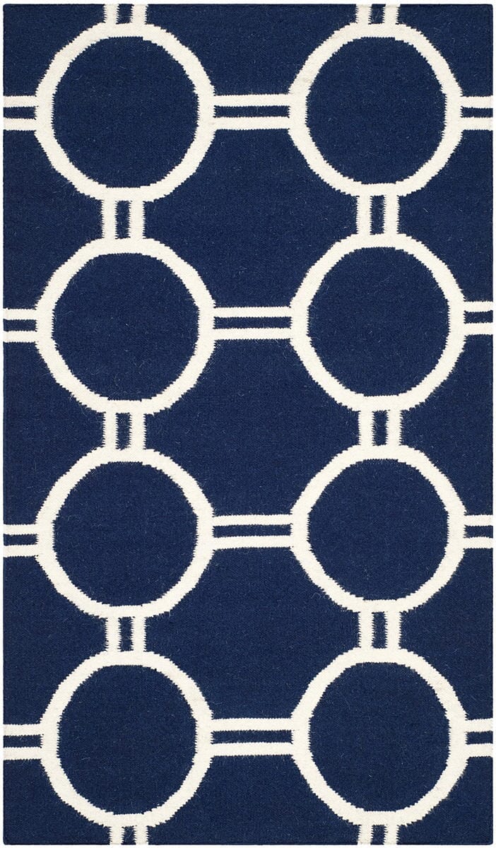 Safavieh Dhurries Dhu636D Navy / Ivory Rugs - Safavieh - dhu636d - 6r