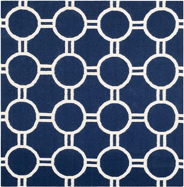 Safavieh Dhurries Dhu636D Navy / Ivory Rugs - Safavieh - dhu636d - 6sq