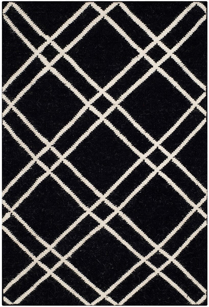Safavieh Dhurries Dhu638A Black / Ivory Rugs - Safavieh - dhu638a - 6r