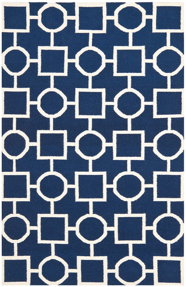 Safavieh Dhurries Dhu639D Navy / Ivory Rugs - Safavieh - dhu639d - 3