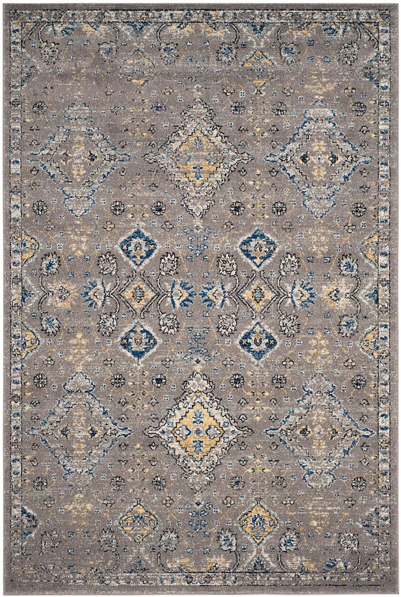 Safavieh Evoke Evk224G Dark Grey / Yellow Rugs - Safavieh - evk224g - 24