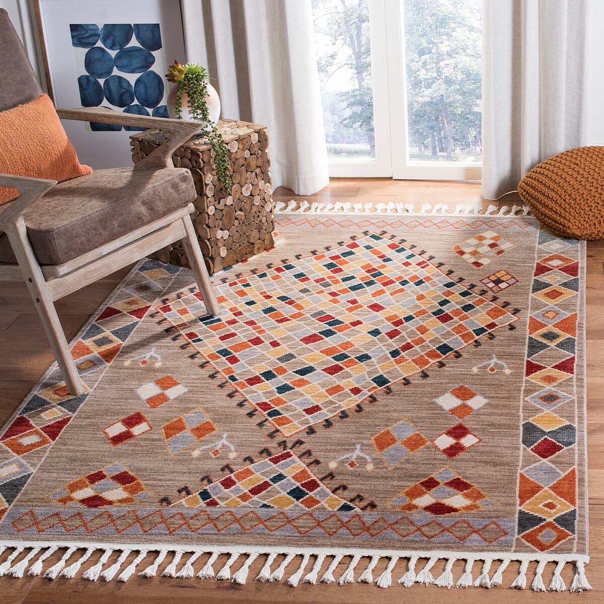 Safavieh Farmhouse Fmh852E Taupe / Navy Rugs - Safavieh - fmh852e - 3