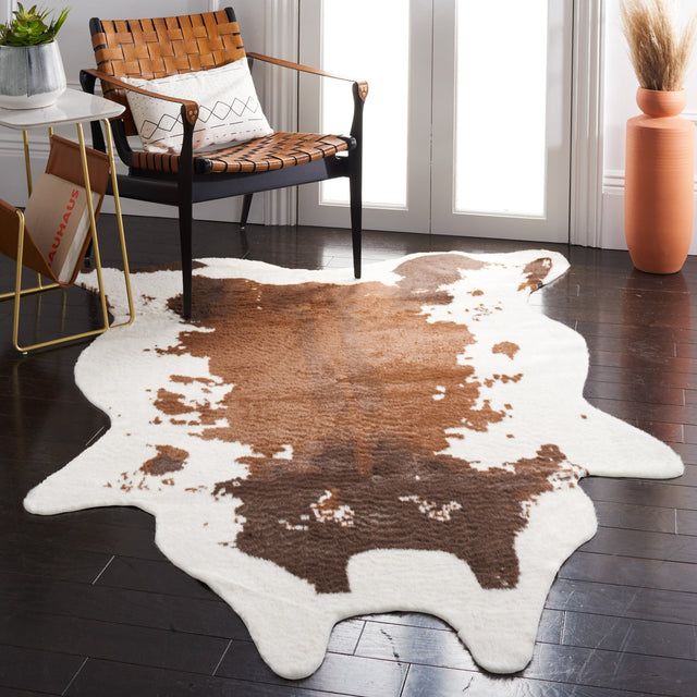 Safavieh Faux Cow Hide Fch202A Ivory/Dark Brown Rug - Safavieh - fch202a - 45