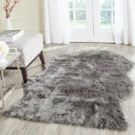 Safavieh Faux Sheep Skin Fss118B Dark Grey Rugs - Safavieh - fss118b - 2