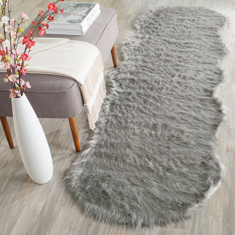 Safavieh Faux Sheep Skin Fss118B Dark Grey Rugs - Safavieh - fss118b - 28