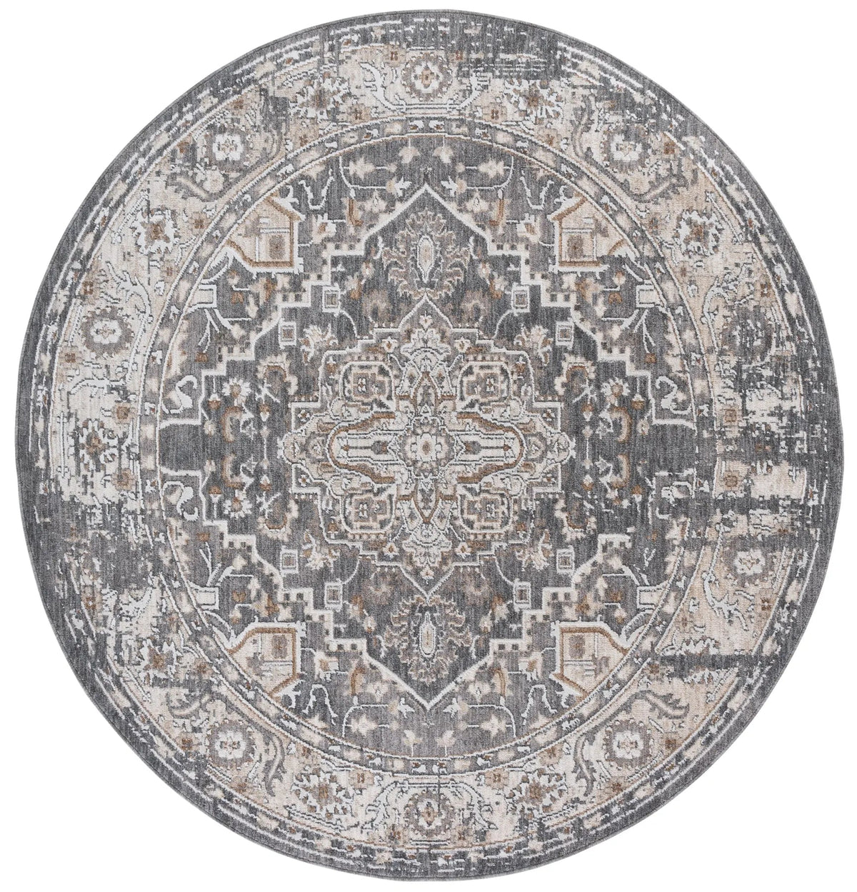 Safavieh Finley 6'-7" x 6'-7" Rug in Dark Grey / Beige