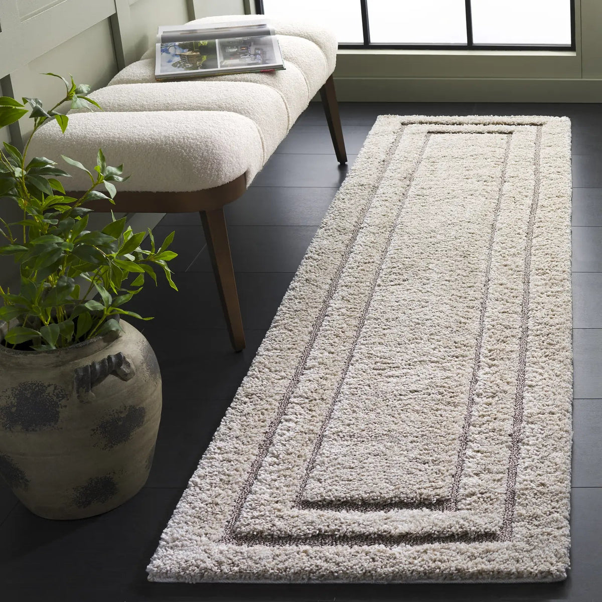 Safavieh Florida Shag 2'-3" x 8'-0" Rug in Beige / Dark Beig