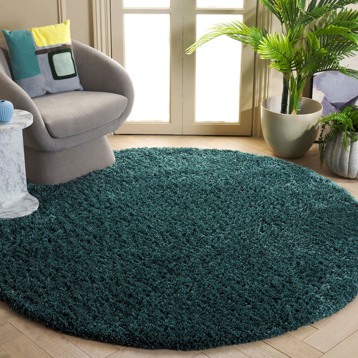 Safavieh Fontana Shag Fnt800Y Dark Green Rug - Safavieh - fnt800y - 7r