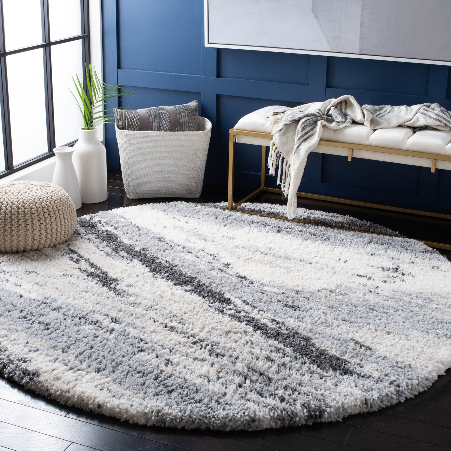 Safavieh Fontana Shag Fnt840F Grey/Charcoal Rugs - Safavieh - fnt840f - 7r