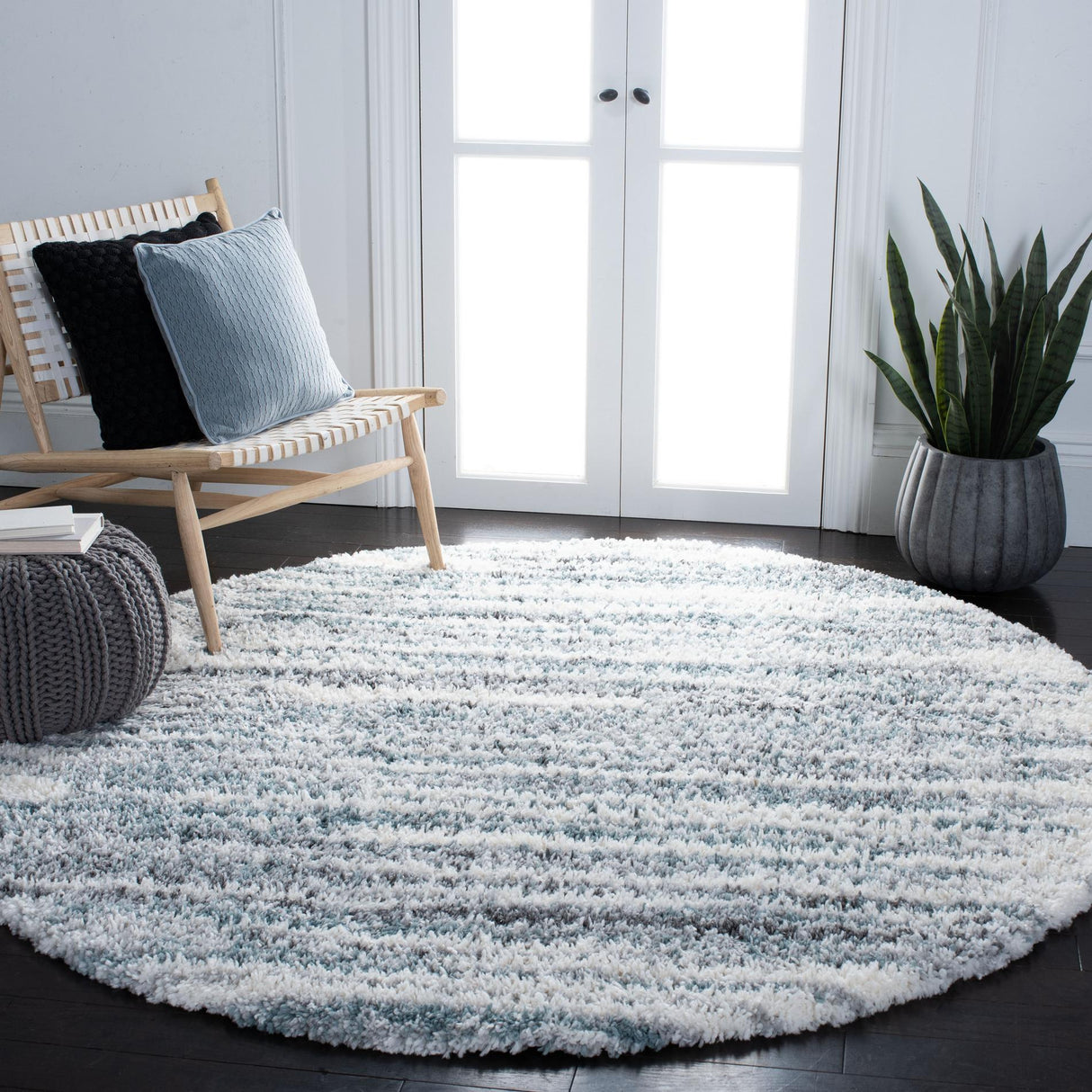 Safavieh Fontana Shag Fnt850B Ivory/Teal Rugs - Safavieh - fnt850b - 7r