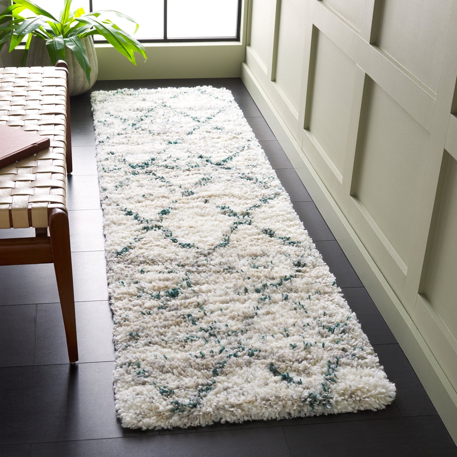 Safavieh Fontana Shag Fnt886Y Green/Ivory Rug - Safavieh - fnt886y - 7r