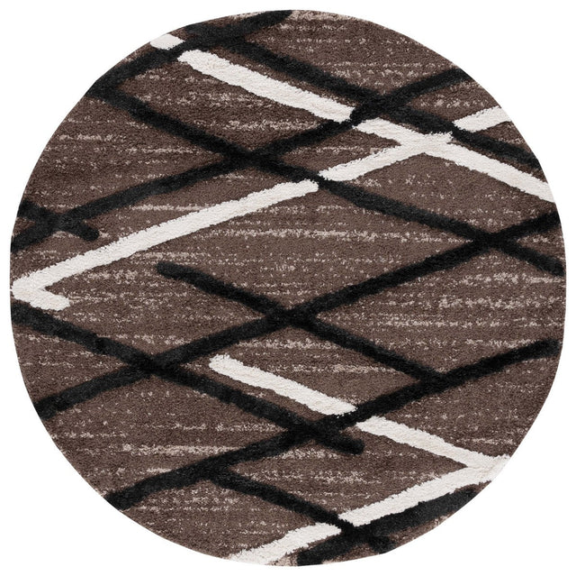 Safavieh Hi - Lo Shag Hls206T Brown/Ivory Charcoal Rug - Safavieh - hls206t - 7r