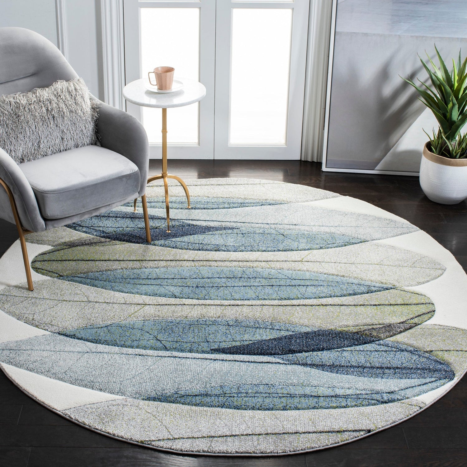 Safavieh Hollywood Hlw703A Ivory/Blue Rugs - Safavieh - hlw703a - 7r