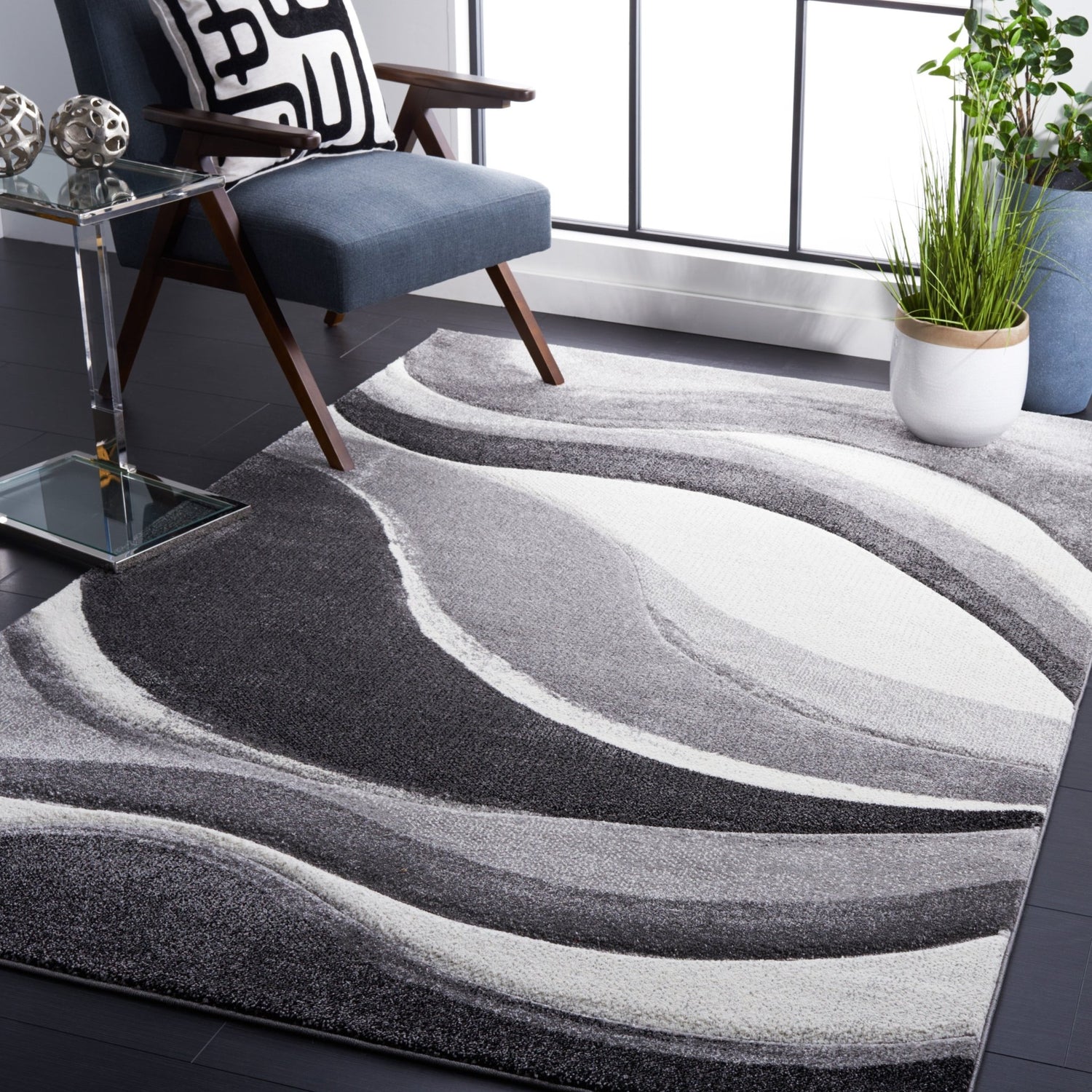Safavieh Hollywood Hlw766G Grey/Ivory Rug - Safavieh - hlw766g - 4