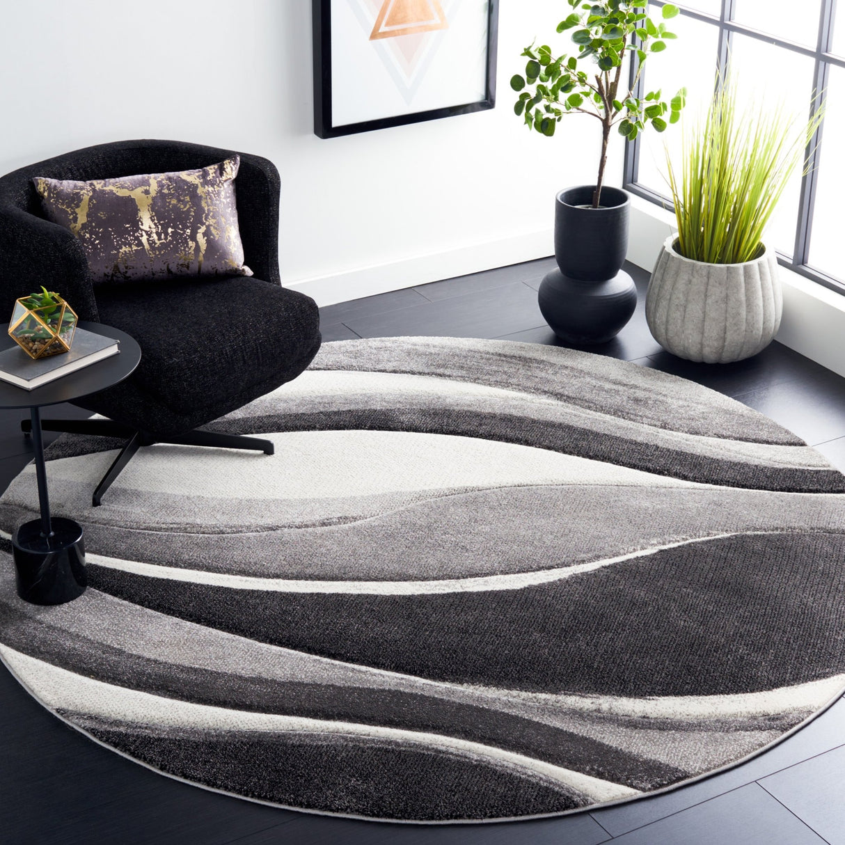 Safavieh Hollywood Hlw766G Grey/Ivory Rug - Safavieh - hlw766g - 7r