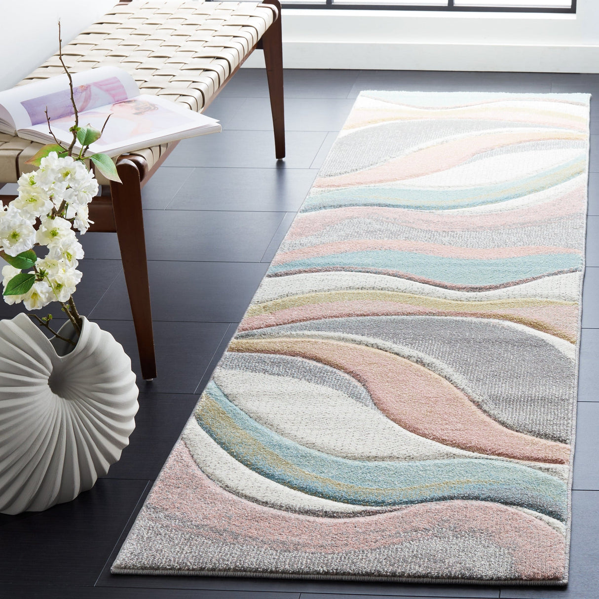 Safavieh Hollywood Hlw766U Grey/Pink Rug - Safavieh - hlw766u - 7r
