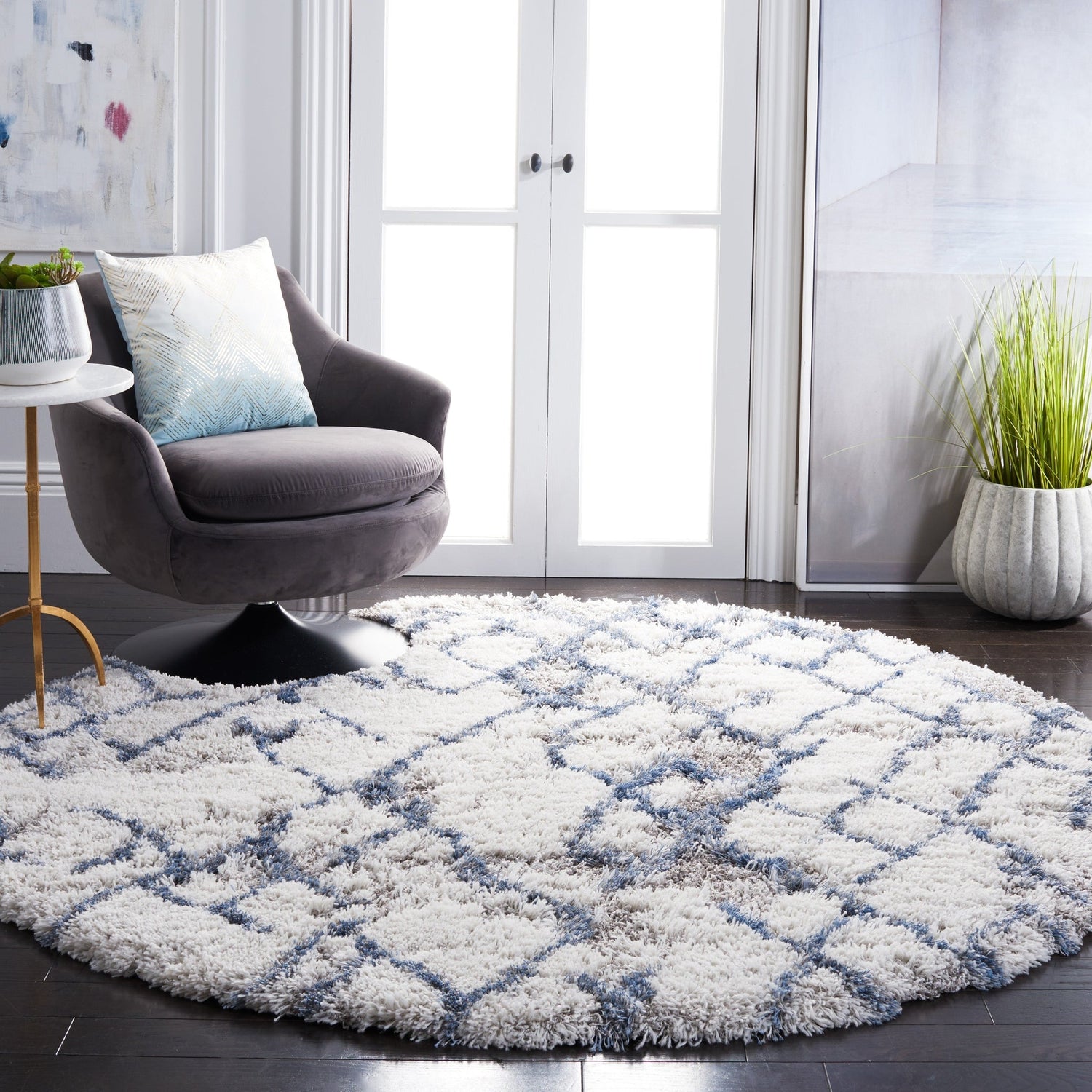 Safavieh Horizon Shag Hzn894M Ivory/Blue Rugs - Safavieh - hzn894m - 7r
