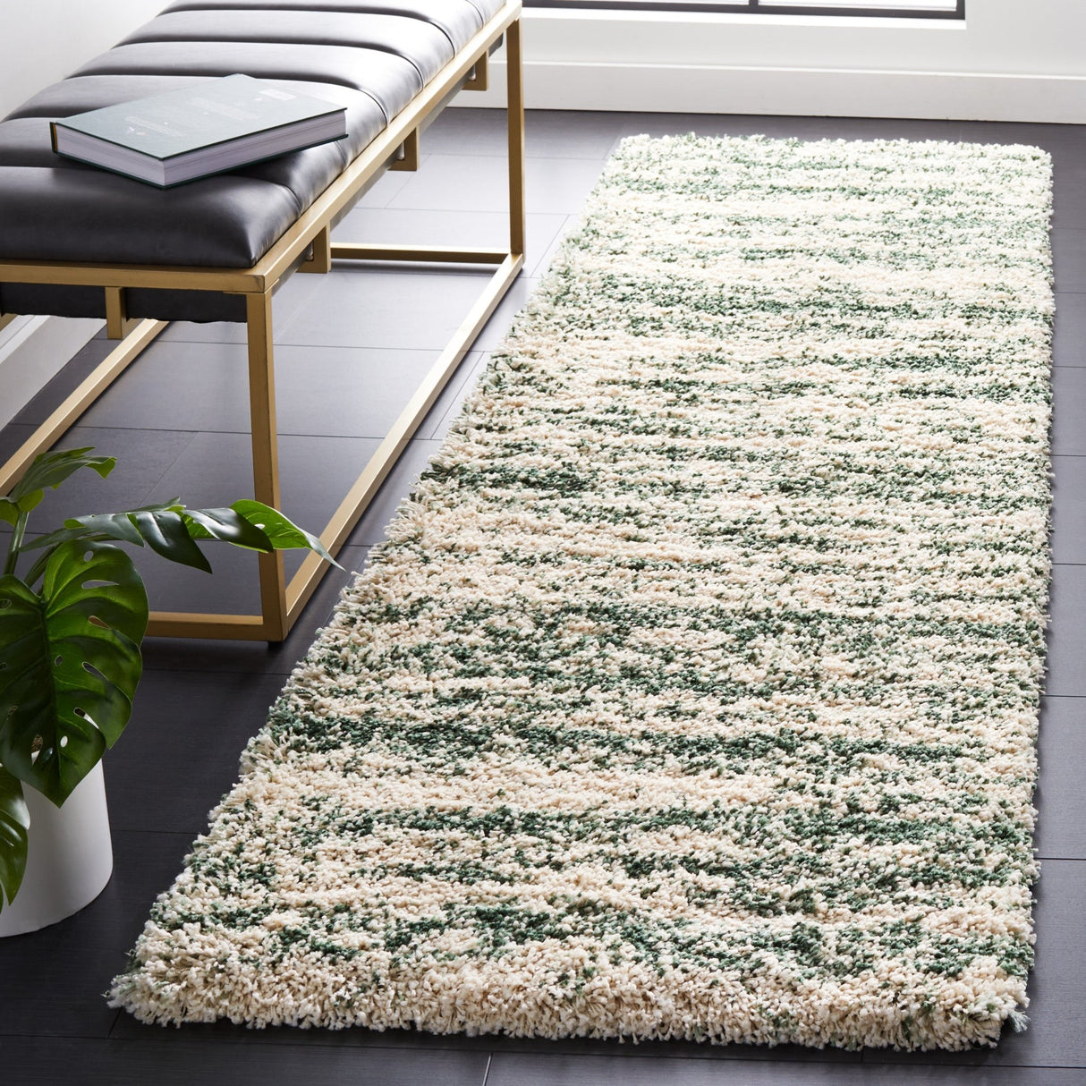 Safavieh Hudson Shag Sgh206Y Ivory/Green Rug - Safavieh - sgh206y - 2
