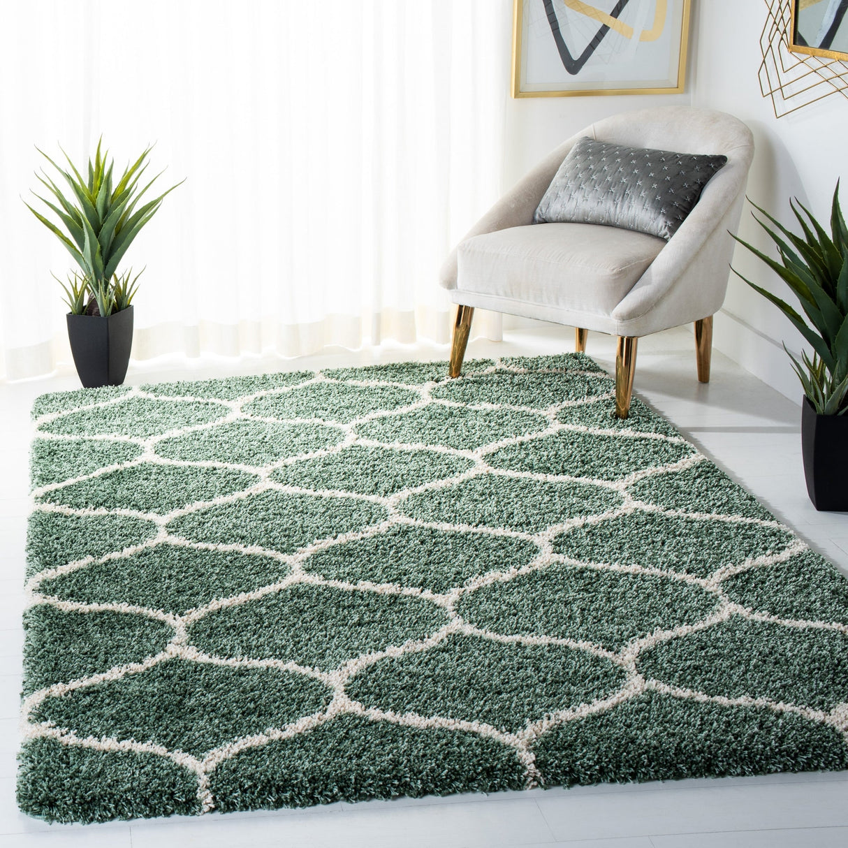 Safavieh Hudson Shag Sgh280X Light Green/Ivory Rugs - Safavieh - sgh280x - 4