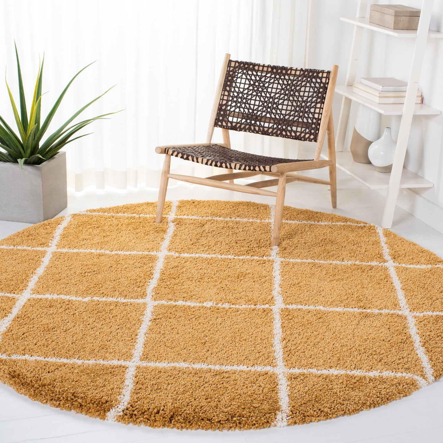 Safavieh Hudson Shag Sgh281F Gold/Ivory Rugs - Safavieh - sgh281f - 7r