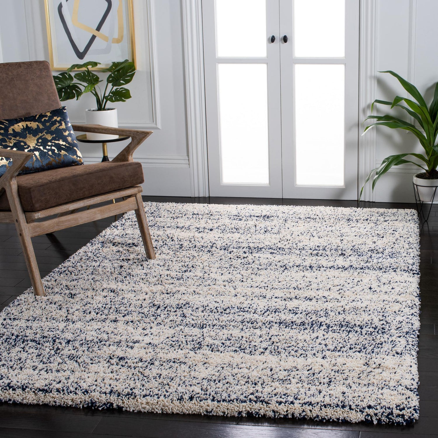 Safavieh Hudson Shag Sgh295A Ivory/Navy Rugs - Safavieh - sgh295a - 4