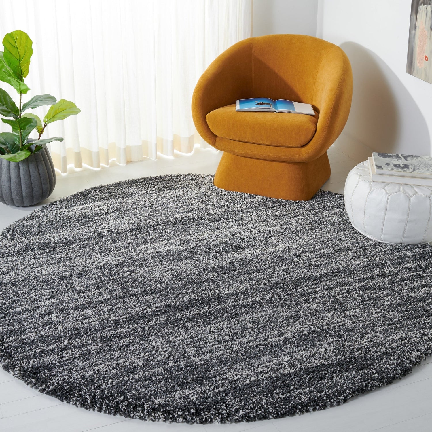Safavieh Hudson Shag Sgh295F Dark Grey/Ivory Rugs - Safavieh - sgh295f - 7r