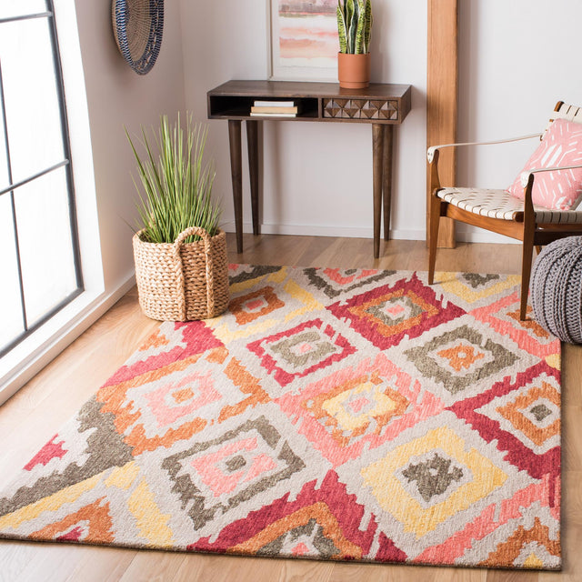 Safavieh Ikat Ikt337B Beige/Pink Rugs - Safavieh - ikt337b - 3