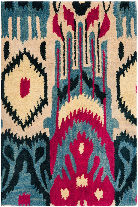 Safavieh Ikat Ikt466A Beige / Blue Rugs - Safavieh - ikt466a - 6r