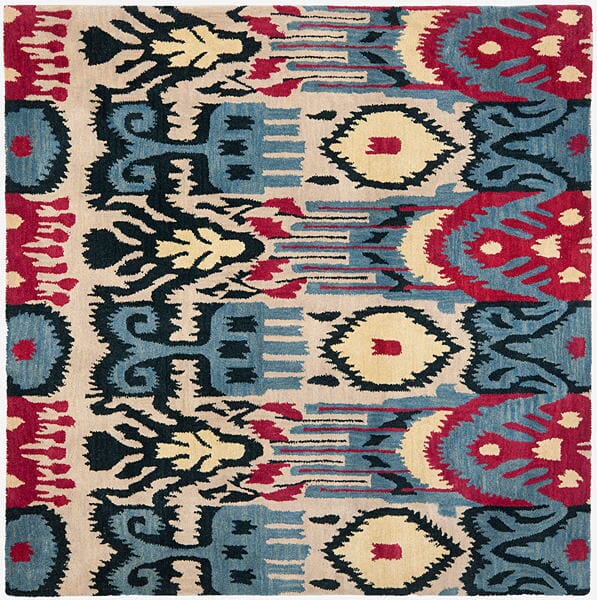 Safavieh Ikat Ikt466A Beige / Blue Rugs - Safavieh - ikt466a - 6sq