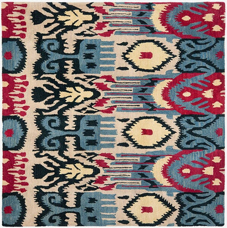 Safavieh Ikat Ikt466A Beige / Blue Rugs - Safavieh - ikt466a - 6sq