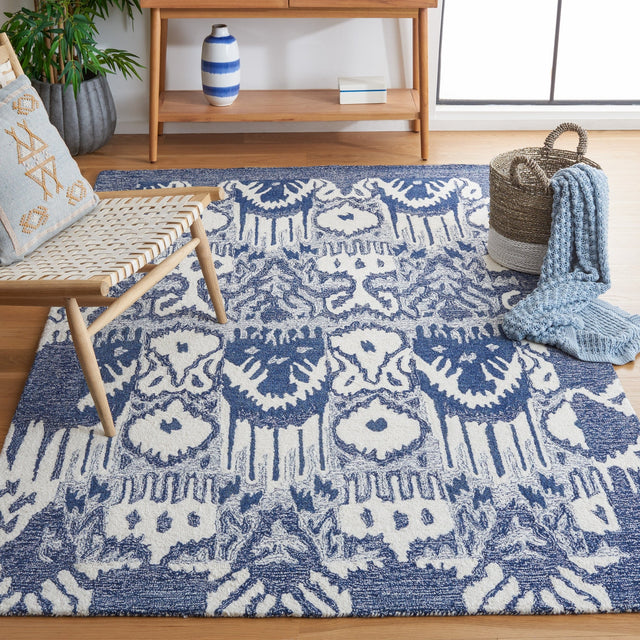 Safavieh Ikat Ikt651M Blue/Ivory Rug - Safavieh - ikt651m - 3