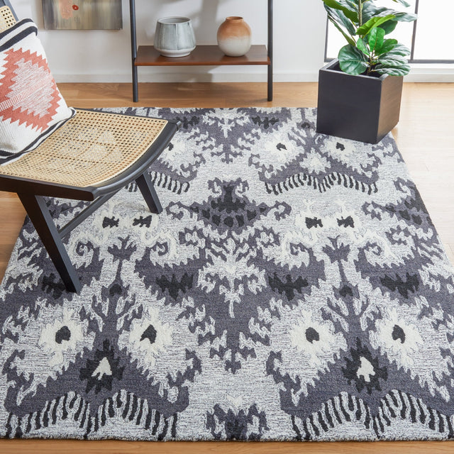 Safavieh Ikat Ikt652Z Grey/Black Rug - Safavieh - ikt652z - 3