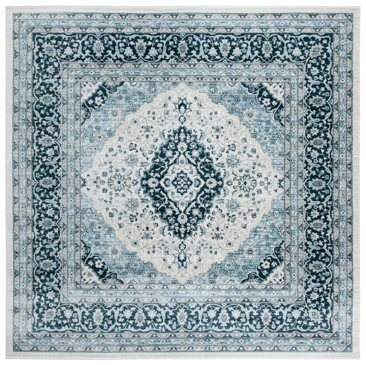Safavieh Isabella Isa919A Cream/Dark Blue Rug - Safavieh - isa919a - 4sq