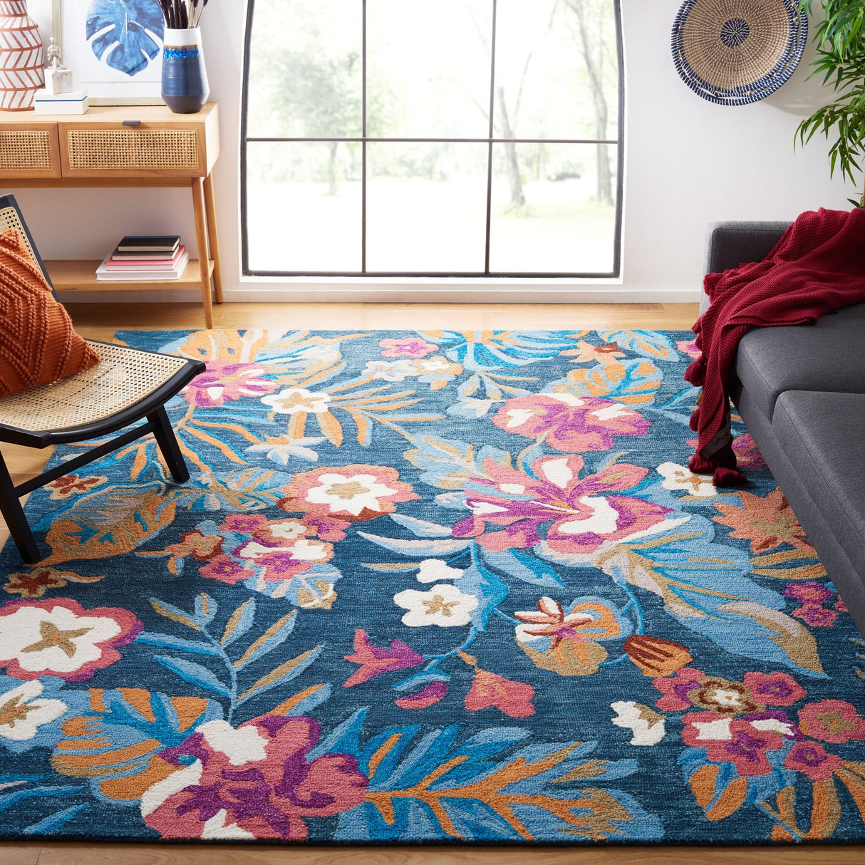 Safavieh Jardin Jar152M Blue/Pink Rug - Safavieh - jar152m - 6r