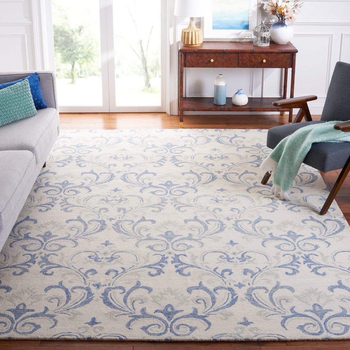 Safavieh Jardin Jar154A Ivory/Blue Rug - Safavieh - jar154a - 6r