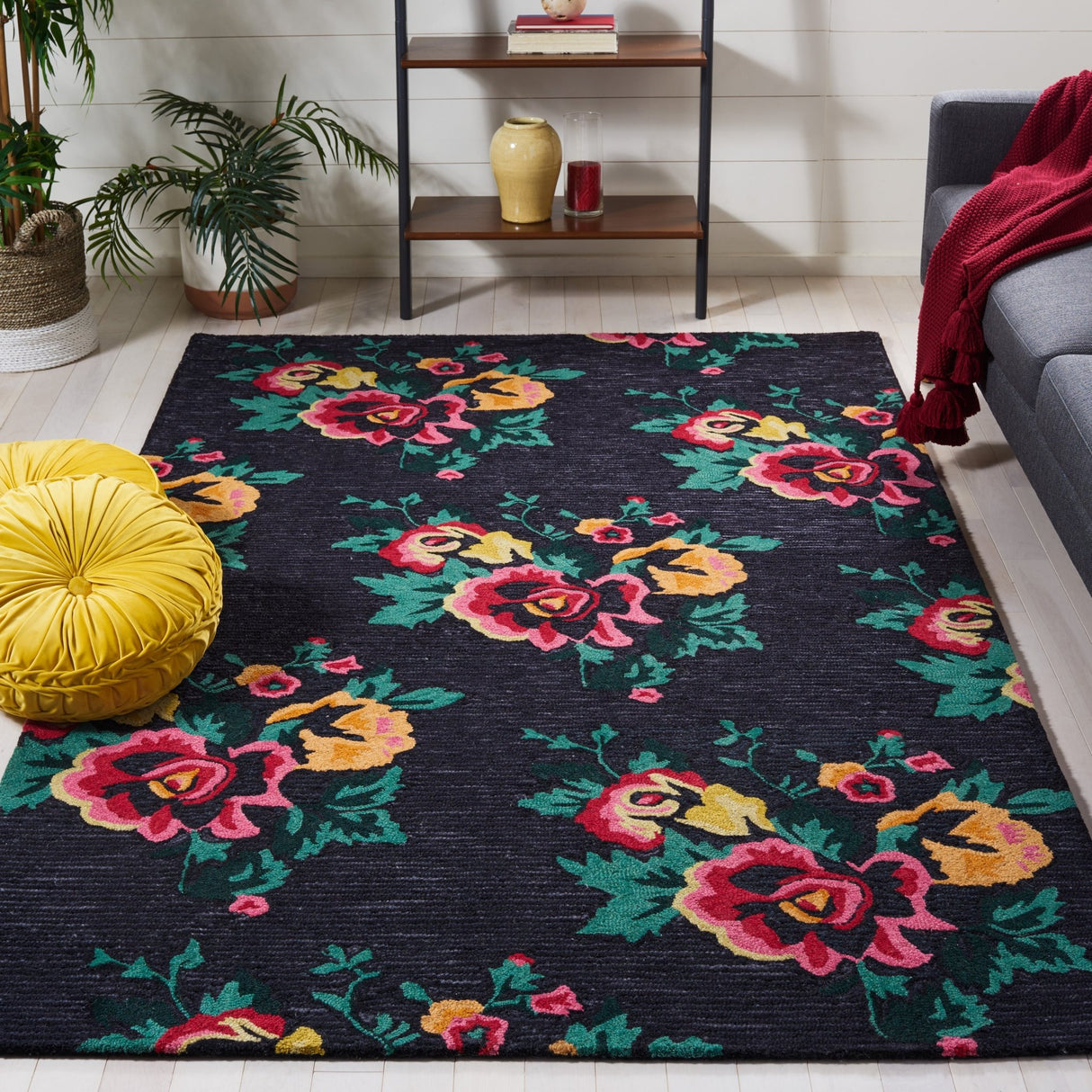 Safavieh Jardin Jar157Z Black/Pink Rug - Safavieh - jar157z - 3