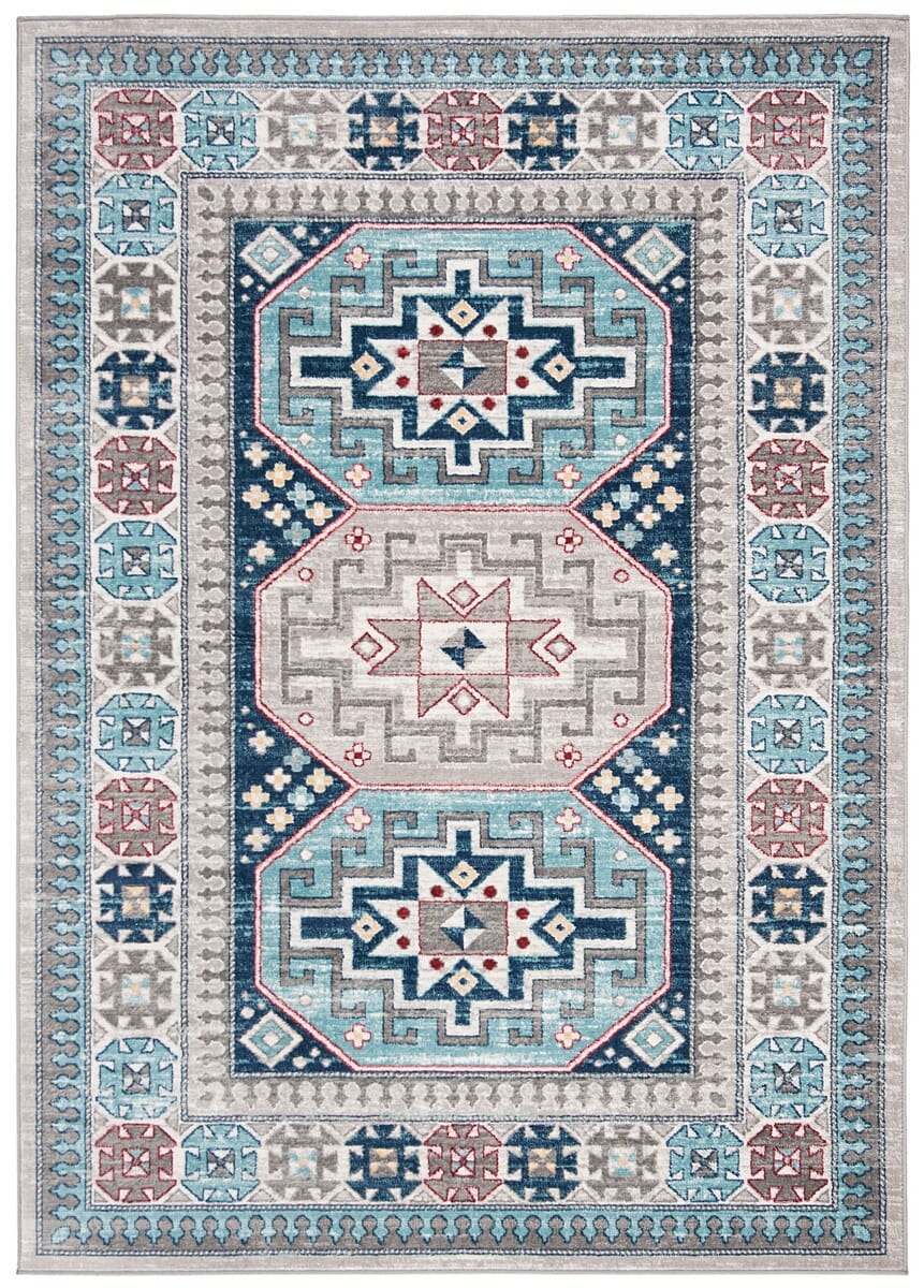 Safavieh Kazak Kzk120G Grey / Blue Rugs - Safavieh - kzk120g - 4