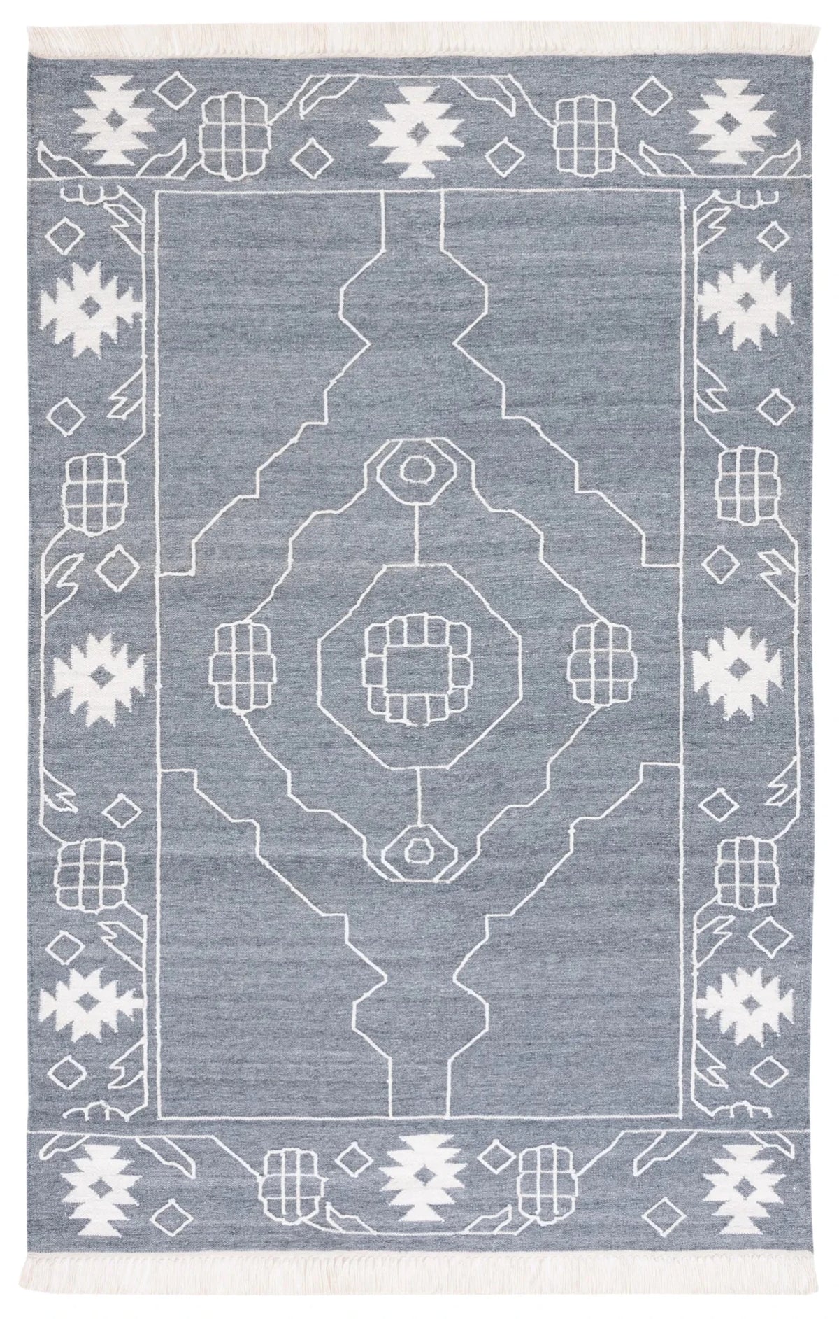 Safavieh Kilim 4'-0" x 6'-0" Rug in Dark Grey / Ivory